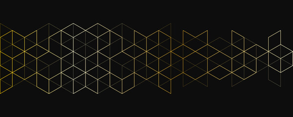 The graphic design elements with isometric shape golden blocks. Abstract geometric background