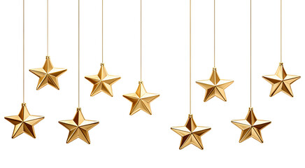 PNG Golden stars hanging isolated on transparent background - obrazy, fototapety, plakaty