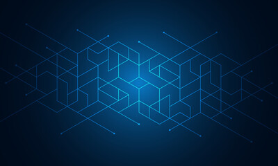 Abstract geometric background with isometric digital blocks. Blockchain concept and modern technology