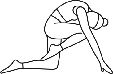 Simple vector illustration of Ekapada Bidalasana, healthy lifestyle, yoga asana, sports, doodle and sketch