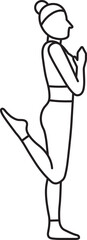 Simple vector illustration of Ardhavira Vrikshasana, healthy lifestyle, yoga asana, sports, doodle and sketch