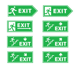 Signs of direction during evacuation. emergency exit. running man to the door stock illustration