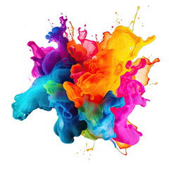 Fototapeta premium splash, ink, paint, stain, abstract, art, blue, illustration, green, orange, texture, colours, graphic, rainbow, colored, modern, design, artistic, droplets, transparent background