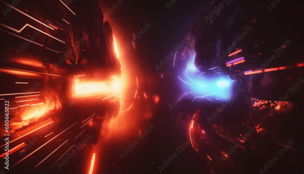 Poster glowing neon lights: creative title design element with copyspace in dark background
