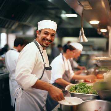 Chef in a Bustling Kitchen