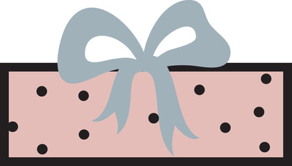 present box with a bow for birthday and christmas. holiday celebration and special occasions. Isolated birthday or anniversary box with wrapping paper and ribbon bow