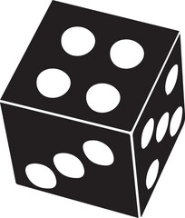 Cartoon Black and White Isolated Illustration Vector Of A Rolled Gaming Dice Showing 4