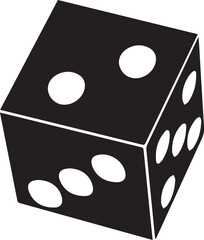 Cartoon Black and White Isolated Illustration Vector Of A Rolled Gaming Dice Showing 2