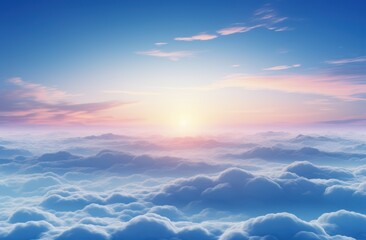  the sun is setting over the clouds in the sky as seen from the top of a plane in the sky.