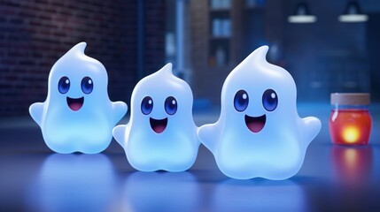 Obraz premium 3d cute ghost made with AI UHD wallpaper