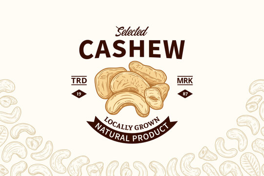Vector cashew nuts logo design. Cashew nut kernels