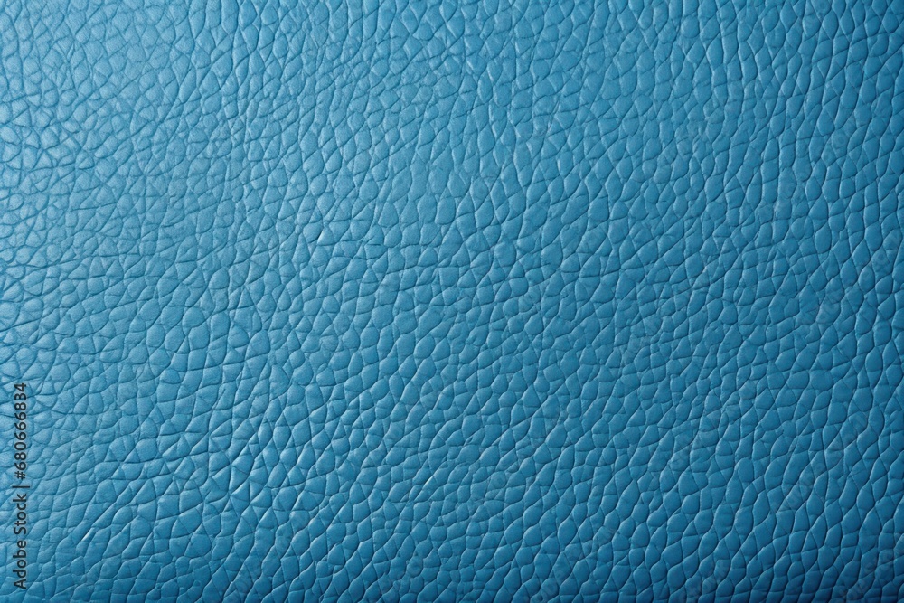 Poster a close up view of a blue leather texture with a small amount of stitching on the top of it.