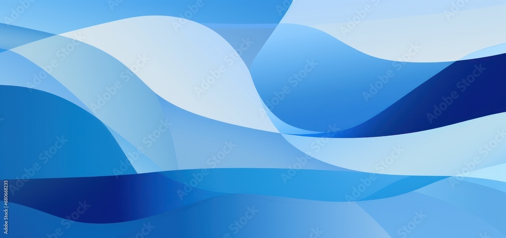 Poster a blue and white abstract background with wavy lines on the left side of the image and a blue and wh
