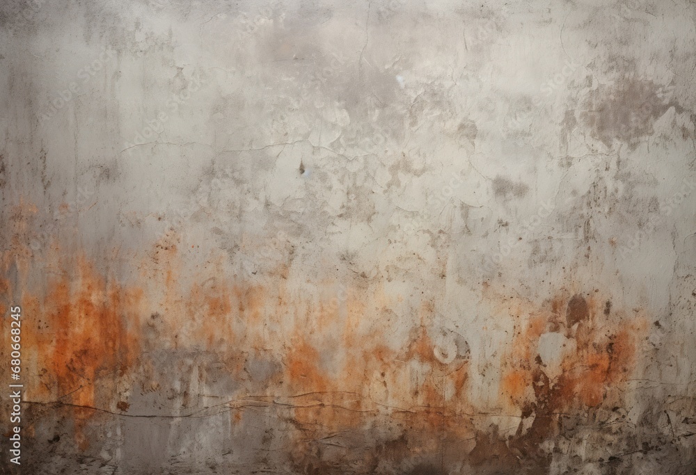 Poster a grungy wall with rust on it and a fire hydrant in the middle of the wall and a fire hydrant in the
