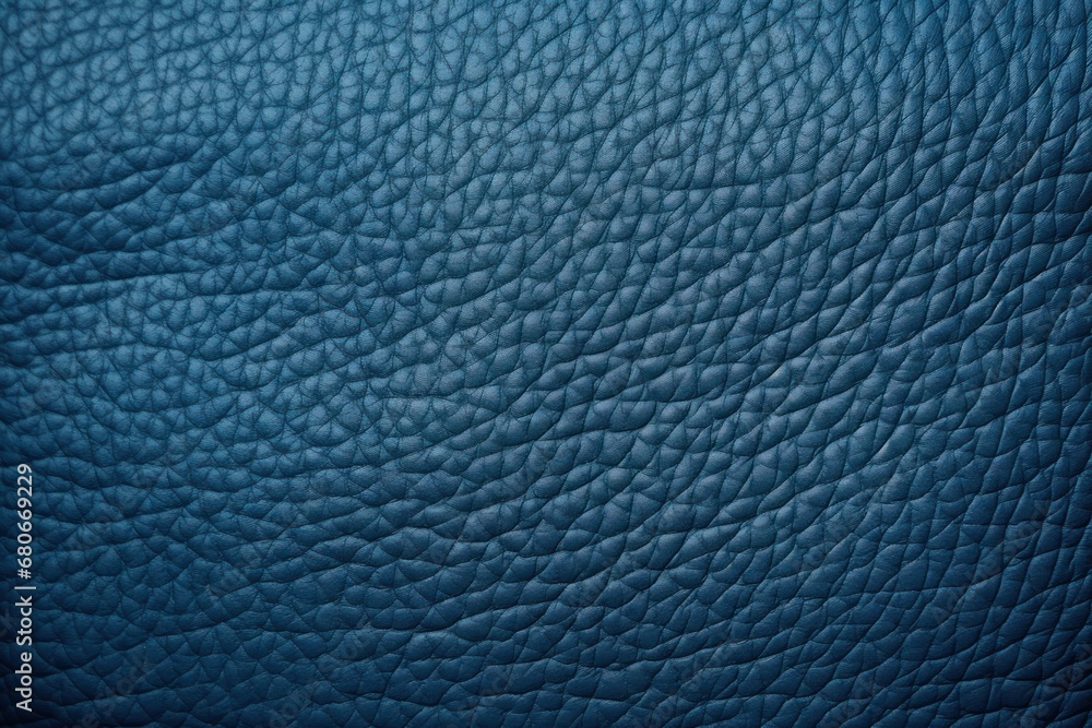 Poster a close up view of a blue leather texture with a slight pattern on the top and bottom of the image.