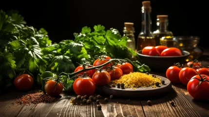 Foto op Canvas Italian Food Ingredients On Wooden Background, Background Images, Hd Wallpapers, Background Image © IMPic
