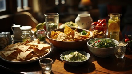 Mexican Food Concept Tortilla Chips Guacamole, Background Images, Hd Wallpapers, Background Image