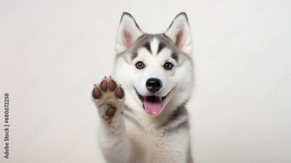 Poster a close up of a dog's paw with it's mouth open and it's mouth wide open.