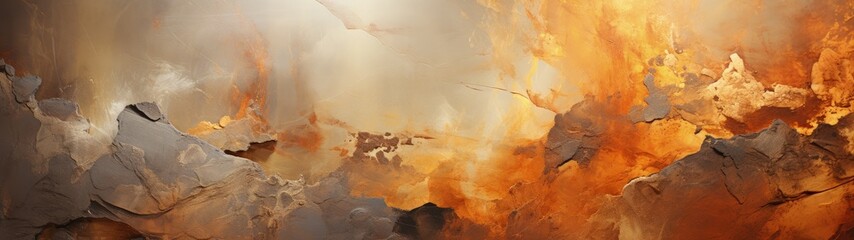 Vibrant Golden Clouds Over Dramatic Abstract Landscape