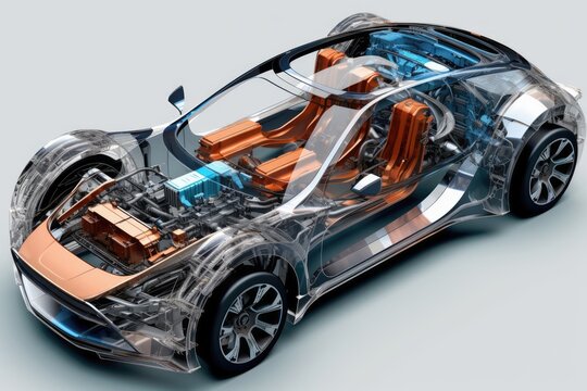 An exploded view of a new type of car.