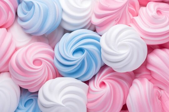 close up of pink and white twisted marshmallows