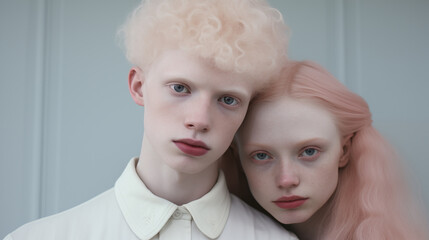refined beautiful albinos couple, ai generated