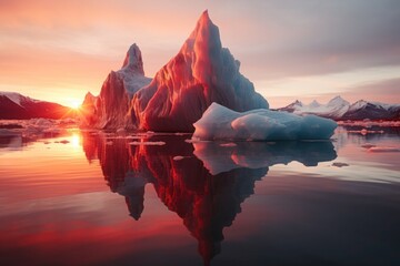 Silent dawn at the glacier lake