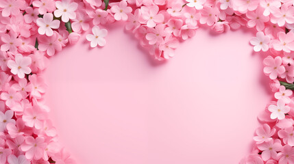 Punchy Pastel Background with Heart Flowers on Pink Paper: Happy Valentine’s Day Poster, Generative AI