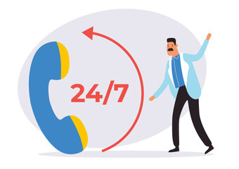 Support customer center call contact help service phone concept. Vector flat graphic design illustration