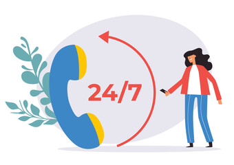 Support customer center call contact help service phone concept. Vector flat graphic design illustration