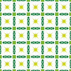 Seamless pattern with squares, diamonds, and twinkling stars for texture, textiles, packaging, and simple backgrounds