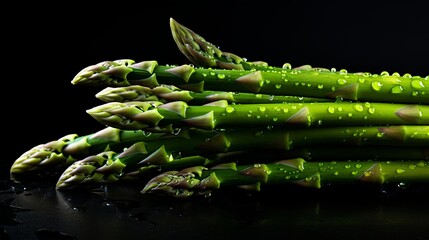 asparagus pods on a black background isolated.