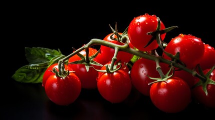 Cherry tomatoes on a black background.