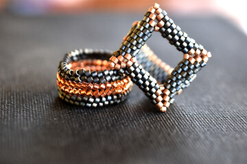 a set of two beaded rings