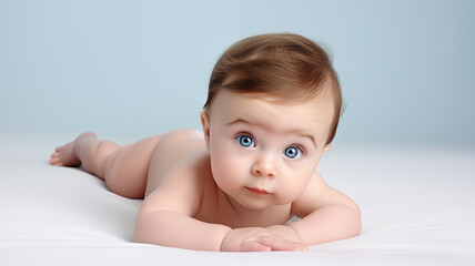 Baby lying on his stomach.