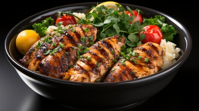 Plate Grilled Chicken Vegetables Isolated On, Background Images, Hd Wallpapers, Background Image