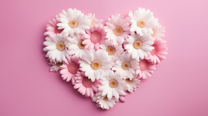 Naklejka na ściany i meble Heart made of daisies. St. Valentine's Day.