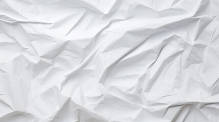 A crumpled white paper texture with multiple creases and folds creating an abstract pattern.