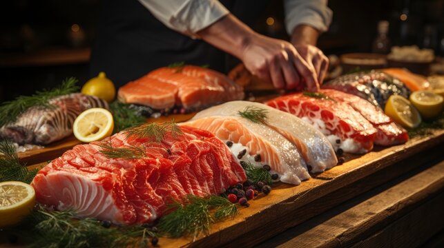 Sea Cuisine Professional Cook Prepares Pieces, Background Images, Hd Wallpapers, Background Image