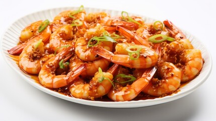 Shrimp in a plate on the table. Background for text.