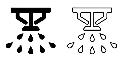 Water sprayer set icon, fire extinguisher sign – stock vector