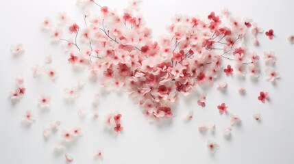  a close up of a bunch of flowers on a white surface with red and white petals in the middle of the petals and the petals in the middle of the petals.