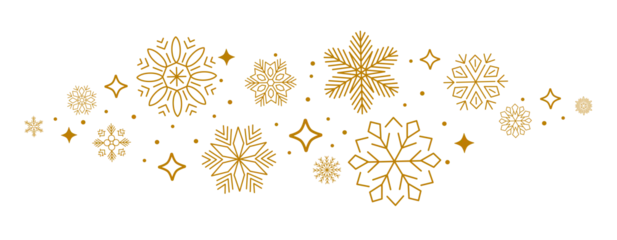 Fotobehang Wave snowflakes background isolated, group snowflakes with stars banner, gold Christmas border - stock vector © dlyastokiv