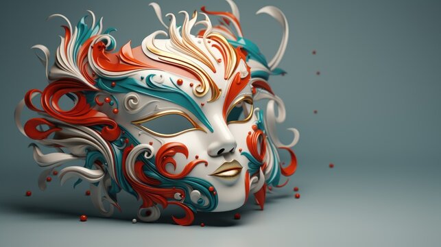 A vibrant carnival unfolds colorful masks adorning people's faces, creating atmosphere of joy, festivity, mystery. mask showcase intricate designs, adding element of elegance to lively celebration.