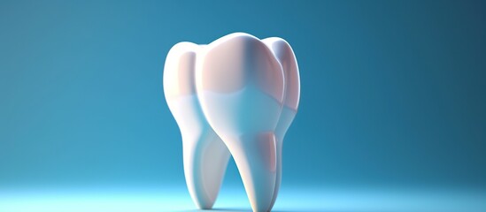 Tooth model on blue background. 3D illustration. 3D rendering.