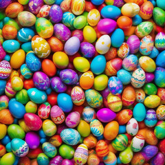 Fototapeta na wymiar Eggstraordinary Easter Elegance: Transform Your Space with Vibrant Easter Egg Wallpaper! Illustration, 3D Render, Background, Pattern