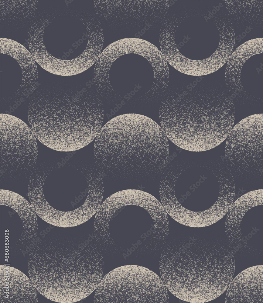 Aufkleber cool circles trendy seamless pattern vector dot work style abstract background. stylish endless abst