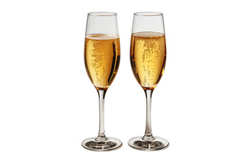 Sparkling Celebration: Two Champagne Glasses Toasting isolated on transparent background