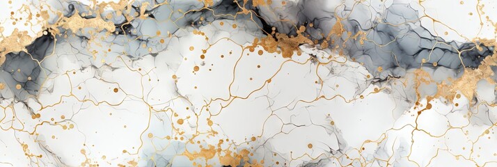 Naklejka premium Abstract luxury multicolor marble stone seamless pattern texture with a plain background, gold lines, foil accents. Great as wallpaper or banner. Generative AI, AI