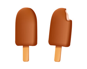 Tasty chocolate ice cream 3D illustration. Sweet summer delicacy sundaes,gelatos with different tasties, ice-cream